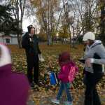 Photo by Rashah McChesney/Peninsula Clarion  Redoubt Elementary school Principal John Pothast greets students as they walk to school during Walk Your Kids to School Day Wednesday October 1, 2014 in Soldotna, Alaska.