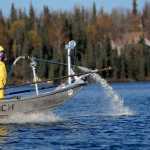 Photo by Rashah McChesney/Peninsula Clarion An interagency team worked with the Alaska Department of Fish and Game to apply the fish-killing poison rotenone to East Mackey Lake Wednesday October 8, 2014 in Soldotna, Alaska. The lake was one of four treated as part of a four-year project aiming to eradicate invasive northern pike from the Soldotna Creek drainage.