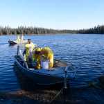 Photo by Rashah McChesney/Peninsula Clarion  Several agencies teamed up with the Alaska Department of Fish and Game as it treated four lakes in the Soldotna Creek drainage during the second week of October. Here, researchers mix the fish-killing rotenone before it is pumped into East Mackey Lake on Wednesday October 8, 2014 in Soldotna, Alaska.