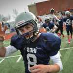 SoHi's Jared Chavez signals the three-peat.  Photo for the Clarion by Michael Dinneen