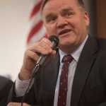 Photo by Rashah McChesney/Peninsula Clarion Libertarian candidate for Senate Mark Fish gives his opening remarks during a forum with the three Alaskan candidate for U.S. Senate Tuesday October 21, 2014 in Kenai, Alaska.
