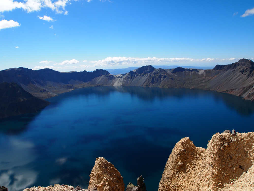 Considered sacred to both Chinese and Korean cultures, the lake atop Mt. Baekdu is a popular tourist stop within Changbai National Nature Reserve. (USFWS/Leah Eskelin)