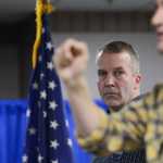 Photo by Rashah McChesney/Peninsula Clarion  U.S. Senate Candidate Dan Sullivan watches Sen. Ted Cruz, R-Texas, stump for him during a rally on Sunday Nov. 2, 2014 in Soldotna, Alaska.