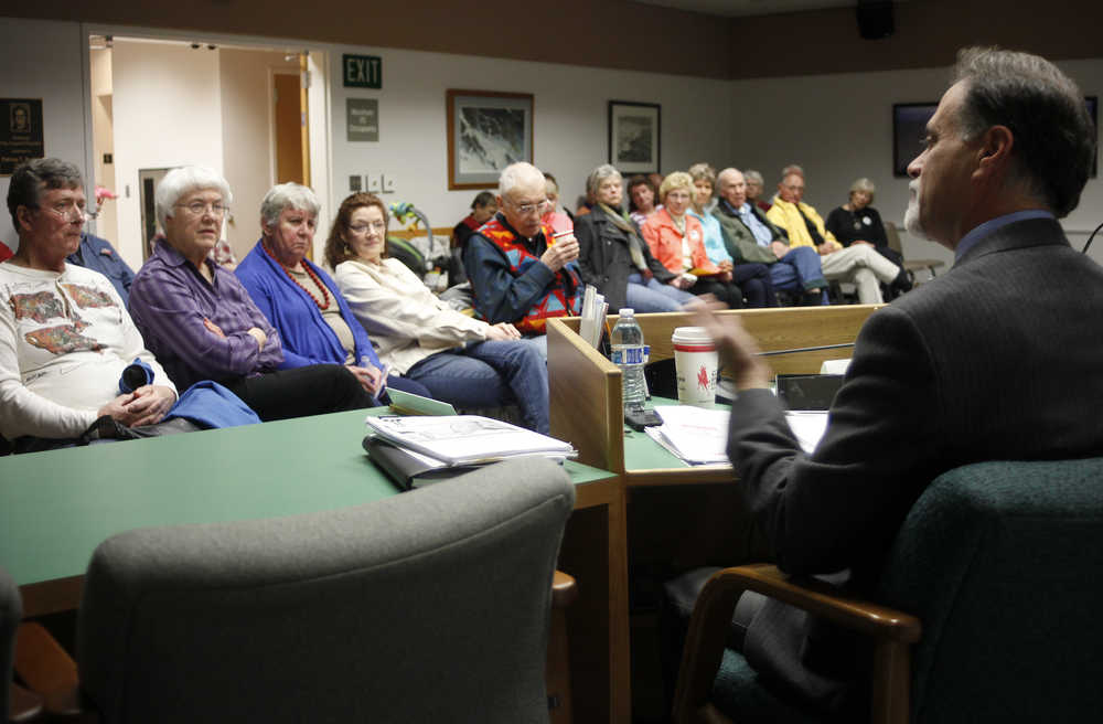 Photo by Rashah McChesney/Peninsula Clarion  The Central Kenai Peninsula League of Women Voters held a debate for several local political candidates on Thursday Oct. 30, 2014 in Soldotna, Alaska.