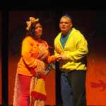 Ben Boettger/Peninsula Clarion Mandarin Wilcox as Juliet and Logan Parks as Romeo in the Soldotna High School production of "The Seussification of Romeo and Juliet" in the SoHi auditorium on Wednesday Nov. 5.