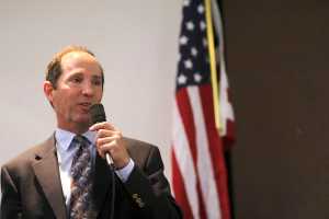 Photo by Rashah McChesney/Peninsula Clarion  Kenai Peninsula Borough Mayor Mike Navarre talks to a crowd during a borough mayor candidate forum at a Kenai and Soldotna on September 3, 2014 in Kenai, Alaska.  Navarre sits on a 12-member Municipal Advisory Group that was created to give mayors and communities across the state an opportunity to weigh-in on the potential effects of the Alaska LNG project.