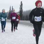 Photo by Kelly Sullivan/ Peninsula Clarion Runners cover the Unity Trail during the T200 Turkey Trot 5k and 10k Run, Friday, Nov. 28, 2014, at the Soldotna Regional Sports Complex in Soldotna, Alaska. Tsalteshi Trails Association teamed up Tustumena 200 Sled Dog Race for this year's fourth annual event.