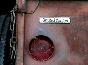 A Limited Edition decal is attached to the tailgate of Peter Duvaloois' Rat Rod on Tuesday, Nov. 11, 2014, in Saugerties, N.Y. The fast machines are pieced together from vintage parts and scrapyard finds. They are rumblier, rustier and turn more heads on the highway. (AP Photo/Mike Groll)