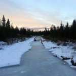 Photo by Dan Balmer/Peninsula Clarion A frozen creek inbetween Eider Drive and Chine Circle off the Kalifornsky Beach Road on Dec. 19, 2014. The Kenai Peninsula Borough installed culverts and cleared out ditches to allow surface water to flow out the Chine outlet after the K-beach flooding impacted area residents homes in 2013.