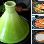 The word "tagine" refers to both the cooking vessel (left) and the stews that are cooked in them. Although the highly-seasoned  cuisines of North Africa, particularly Morocco, come to mind as classic tagine fare, the Brazilian Fish Tagine, right, splendid with the flavors of South America, proves just how adaptable a tagine can be. Source note: Enameled cast iron Moroccan tagine, with glazed earthenware cone-shaped lid, pictured in "kiwi" green, from Le Creuset, www.lecreuset.com.