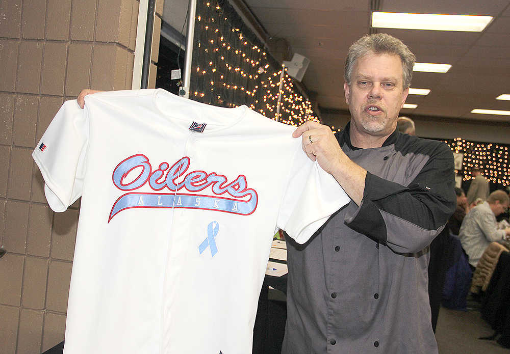 Oiler fan Steve England of Kenai Catering made a delicious prime rib dinner for Gusher goers