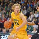 Boomer Blossom looks for an opening during a game between UAA and Pacific November 26, 2014 in the GCI Great Alaska Shootout.