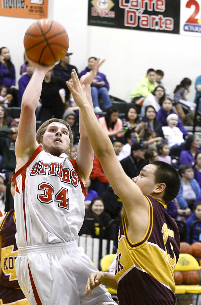 Photo by Rashah McChesney/Peninsula Clarion Seldovia's Seth O'Leary shoots during a game against Kotlik for the 2015 March Madness Small School Championships on Saturday March 15, 2015 in Anchorage, Alaska. Seldovia won 67-47.