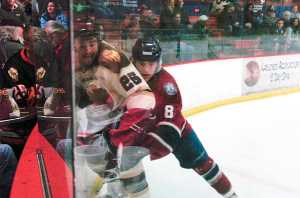 Photo by Rashah McChesney/Peninsula Clarion  The Kenai River Brown Bears played the Fairbanks Ice Dogs on Friday March 20, 2015 in Soldotna, Alaska.