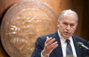 File - In this Feb. 20, 2015, file photo, Alaska Gov. Bill Walker speaks to the media at the Capitol in Juneau, Alaska. Walker says he considers Medicaid expansion and an Interior energy bill to be must-haves for the remainder of the legislative session. Walker last week introduced a bill calling for expansion and reforms to the Medicaid program. Walker initially put expansion-related issues in the budget, but the House rejected that approach, and lawmakers called on him to introduce a bill. (AP Photo/The Juneau Empire, Michael Penn, File)