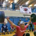 Photo by Rashah McChesney/Peninsula Clarion  Kenai Central High School senior Jace Baker lifts during a Speed Strength Trainin lifting competition on Thursday March 26, 2015 at Soldotna High School in Soldotna, Alaska.
