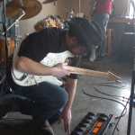 Ben Boettger/Peninsula Clarion Troubadour North, consisting of (from left to right) drummer Curtis Bates, guitarists and vocalist Lee Gattenby and Eric Doucet, and bassist Rusty Singleton, play on Sunday, April 25 at Coffee Roasters in Kenai.