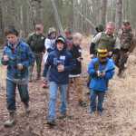 Participants in the 2015 Youth Game Warden Camp learn to navigate in the woods with GPS units and compasses. (Photo courtesy Kenai National Wildlife Refuge)