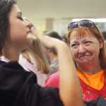 Photo by Kelly Sullivan/ Peninsula Clarion Graduating senior Ben Carstens chats with friends following commencement Wednesday, May 21, 2015, in the Nikiski Middle-High School commons area in Nikiski, Alaska.