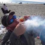 Photo courtesy Matt Bowser/USFWS. Chaga being used to start a fire at Kenai beach, July 1, 2014.