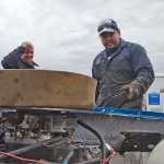 Photo by Rashah McChesney/Peninsula Clarion Ashten Jones, of Palmer, climbs out of her car after spending a few laps familiarizing herself with the Twin City Raceway dirt track on May 23, 2015 in Kenai, Alaska.