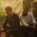 Photo courtesy Mongrel Media.  Oscar Isaac and Domhnall Gleeson in Ex Machina.