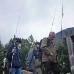 Photo by Rashah McChesney/Peninsula Clarion Anglers wait in line to catch the first ferry of the Russian River opener at 6 a.m. on June 11, 2015 near Cooper Landing, Alaska.