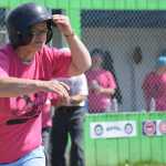 Photo by Rashah McChesney/Peninsula Clarion  Cindy DeHart runs for first during the annual World Series of Baseball event for community members with special needs on June 19, 2015 in Soldotna, Alaska.