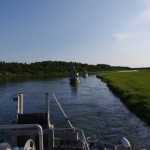 Homer-based drift gillnet boats the F/V Solstice and the F/V Indepence follow the F/V Eagle Claw through a braided stretch of the Kvichak River June 17, 2015. The boats traveled together from Pile Bay to Bristol Bay.
