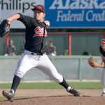Ben Boettger/Peninsula Clarion Oilers pitcher Joe Mata stands and delivers in a game against the Mat Su Miners on Saturday, August 1 at Oilers Feild in Kenai.