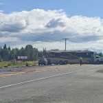 Photo by Megan Pacer/Peninsula Clarion A wreck between a motor home and another vehicle has the Kenai Spur Highway closed between Kenai and Soldotna on Wednesday August 5, 2015 near the intersection of Lancashire Lane in Kenai, Alaska.