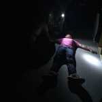 Photo by Megan Pacer/Peninsula Clarion Kellee Martin, 11, pretends to be an injured victim of an earthquake for a Community Emergency Response Team disaster simulation held on Saturday Aug. 8, 2015, at Soldotna Prep School in Soldotna, Alaska.