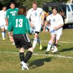 Photo by Rashah McChesney/Peninsula Clarion  Cook Inlet Academy's Kate Zimmerman guards her goal during a game against Delta Junction on Thursday August 20, 2015 in Kenai, Alaska.