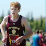 Ben Boettger/Peninsula Clarion Varsity runner Cameron Sheldon of Grace Christian High School runs the Tsalteshi Invitational Cross Country race at Skyview High School on Saturday, August 22.