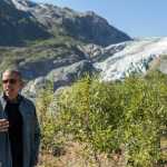 Photo by Rashah McChesney/Peninsula Clarion  At Bear Glacier President Barack Obama talks about the rapid retreat of ice and the large pieces calving off of the main body of ice during a tour of the Kenai Fjords National Park on Tuesday Sept. 1, 2015 near Seward, Alaska.