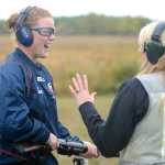 Photo by Rashah McChesney/Peninsula Clarion  Members of the U.S. Olympic women's rugby team learn to shoot with Kenai Peninsula instructors Ted and Elaina Spraker on Tuesday Sept. 8, 2015 at the Snowshoe Gun Club in Kenai, Alaska.