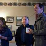 Photo by Rashah McChesney/Peninsula Clarion  Alaska LNG community stakeholder advisor Josselyn O'Connor, Alaska LNG socioeconomic advisor Mark Jennings and Kenai Peninsula Borough Mayor Mike Navarre talk to Nikiski community members about water levels and how the mega-project could affect wells and lakes in the area during a community meeting on Thursday Sept. 17, 2015 in Nikiski, Alaska.