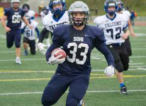 Soldotna's Mason Prior runs for a touchdown vs. Thunder Mountain.   Photo for the Empire by Michael Dinneen