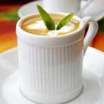 Jasper J. Mirabile Jr.'s "Pumpkin Soup En Cappuccino" is particularly suited for holiday meals. Mirabile suggests serving soup warm or "chilled in espresso cups as an aperitif."