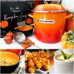 Pictured in the color "flame" and available in sizes from six to 20 quarts, you'll reach often for Le Creuset's enamel on steel stockpot throughout the soup-making season -  and beyond. Suitable for any heat source (gas, electric, induction or ceramic), use it for making soups such as Harry & David's Pumpkin Bisque (lower left) and Chef Jasper J. Mirabile Jr.'s "Pumpkin Soup En Cappuccino" (lower right).