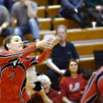 Ben Boettger/Peninsula Clarion Kenai volleyball player Cierra King hits the ball during a game against Wasilla on Friday, Nov. 6 at Kenai Central High School.