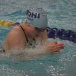 Photo by Joey Klecka/Peninsula Clarion Claire McElroy competes in the 100-yard breaststroke at the state swimming and diving meet at Bartlett High School in Anchorage.