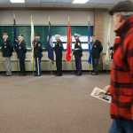 Photo by Rashah McChesney/Peninsula Clarion Lee Miller plays taps during a Veterans Day ceremony on Wednesday Nov. 11, 2015 in Soldotna, Alaska.