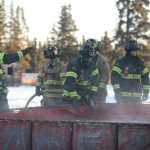 Photo by Megan Pacer/Peninsula Clarion Members of Central Emergency Services perform a drill called a changeover, in which they switch from one water source to another with one of the organization's engines, on Tuesday, Nov. 17, 2015 at the CES station on Kalifornsky Beach Road. Firefighters have been training for an upcoming engineering test for about two months.