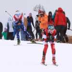 Photo by Caitlin Skvorc/Frontiersman.com Kenai Central's Addison Gibson leads Soldotna's Sadie Fox over a hill in the first leg of the girls 4-by-3-kilometer relay Saturday at the state Nordic ski championships at Kincaid Park in Anchorage. Gibson finished the leg in third, while Fox was in fourth.