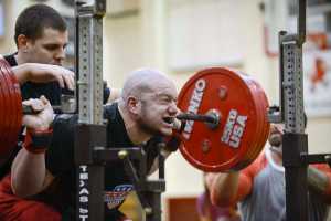 Photo by Rashah McChesney/Peninsula Clarion Donald Staton, of soldotna, successfully squats 469 pounds during the Dena'ina Powerlifting Meet on Saturday Nov. 21, 2015 at Kenai Central High School in Kenai, Alaska.