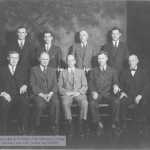Courtesy photo/Yale University Library  Professor Harold J. Lutz, standing (back row, left) among Yale School of Forestry colleagues in 1936, was the first to recognize the hybrid spruce that bears his name from specimens he collected near Cooper Landing.