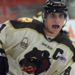 Photo by Jeff Helminiak/Peninsula Clarion Kenai River Brown Bears captain Adam Kresl patrols the Soldotna Regional Sports Complex ice on Jan. 15 against the Minnesota Wilderness.