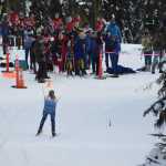 Photo by Joey Klecka/Peninsula Clarion A Soldotna skier arrives in the exchange zone at Friday's Kenai Klassic relays at the Tsalteshi Trails.