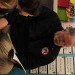 Photo by Elizabeth Earl/Peninsula Clarion Sergeant Roy Smith of the Alaska Department of Corrections reads to a class at Mountain View Elementary School in Kenai during the annual community reading event on Feb. 26, 2016.